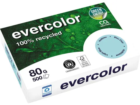 Gerecycleerd Kopierpapier Evercolor 80 Gram A4 Helblauw