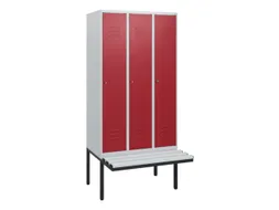 locker met bank,HxBxD 1950x900x815mm,3vak,vak B 300mm,cil.-slot