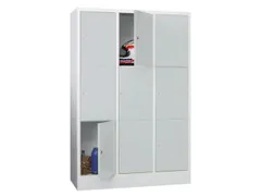 lockerkast,HxBxD 1850x1200x500mm,3x3vakken,RAL7035,front RAL5012