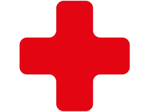 plaksymbool,plus,markering HxB 150x150mm,polycarbonaat,rood