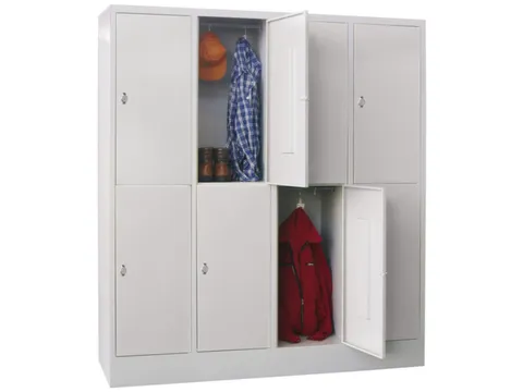 lockerkast,HxBxD 1850x1600x500mm,4x2vakken,RAL7035,front RAL5012