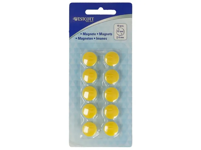 Aimant Westcott Ø 15x8mm 100g Jaune 10 pièces