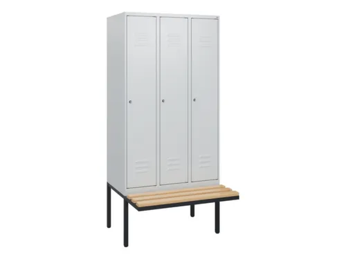 locker met bank,HxBxD 1950x900x815mm,3vak,vak B 300mm,cil.-slot