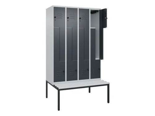 Z-garderobekast,HxBxD 2120x1200x815mm,8vak,vak B 300mm,draaigrendel
