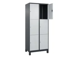 lockerkast,HxBxD 1950x800x500mm,2x3vakken,vak B 400mm,cil.-slot,voeten