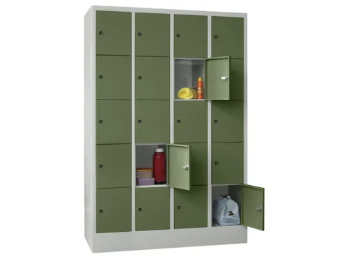 lockerkast,4x5vakken,vak B 300mm,cil.-slot,RAL7035,front RAL6011