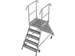 bordestrap,verrijdbaar,bordes H 1,2m,2x5treden m. R13-laag,aluminium