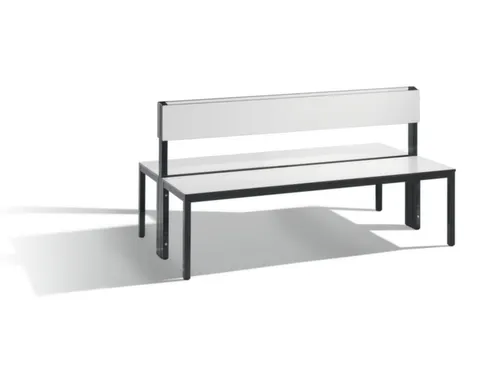 omkleedbank,HxLxD 796x1500x760mm,HPL wit,frame staal RAL7021,leuning