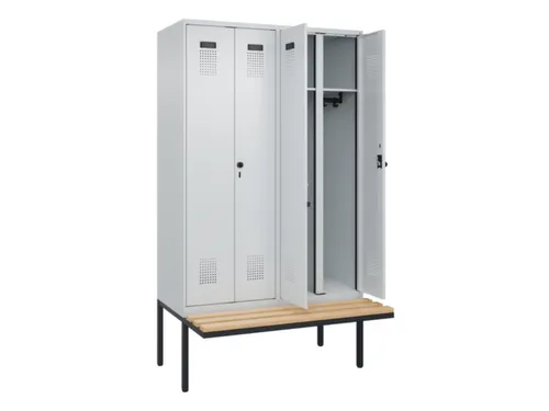 locker met bank,voor scheiding van kleding,HxBxD 2120x1200x815mm,4vak
