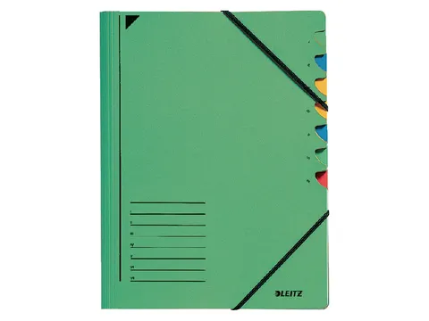 Sorteermap Leitz 3907 A4 7 Vaks Groen karton