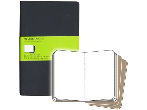Schrift Moleskine 130x210mm blanco 160 pagina's 70gr zwart set à 3 st