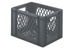 Euronorm-stapelbak 24l 270x400x300mm Wanden/bodem Opengewerkt Grijs