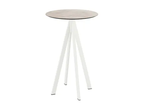 statafel,HxØ 1090x700mm,rond,4voeten wit,blad HPL Moonstone