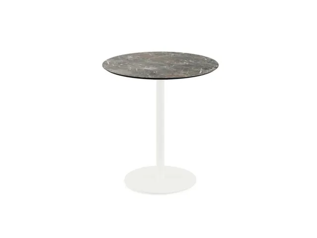 bistrotafel,HxØ 730x700mm,rond,schotelvoet wit,blad HPL Galaxy Marble