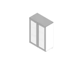 vitrinekast 1232x900x450mm 2xhouten vloer 3 OH wit grijs