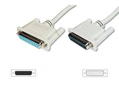 Datatransfer verlengkabel D-Sub25 mannelijk/vrouwelijk 5m gegoten