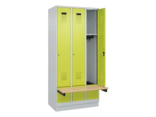 locker met bank,HxBxD 1950x900x815mm,3vak,vak B 300mm,cilinderslot - 1
