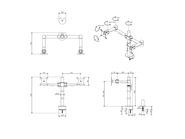 Monitorarm Dubbel ViewMate Style 632 2 Schermen