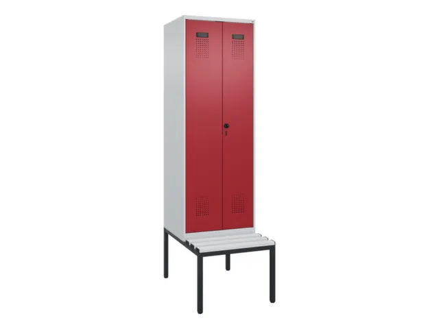 locker met bank,voor scheiding van kleding,HxBxD 2120x600x815mm,2vak