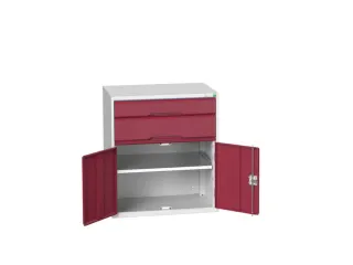 ladekast HxBxD 900x800x550mm 2laden 2deuren RAL7035 front RAL3004 - 1