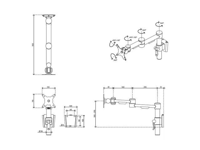 ViewMate Style Muurbevestiging 052 Zilver Tot 24 Inch 1 Scherm