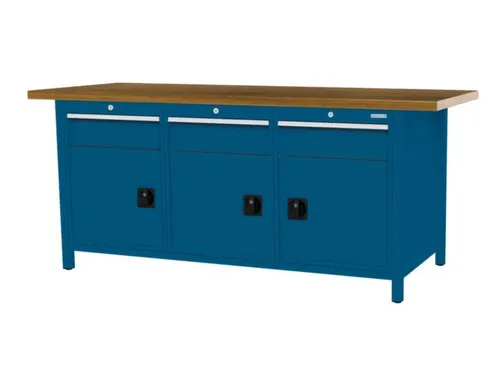 werkbank,HxBxD 860x2000x750mm,onderstel RAL5010,fronten RAL5010