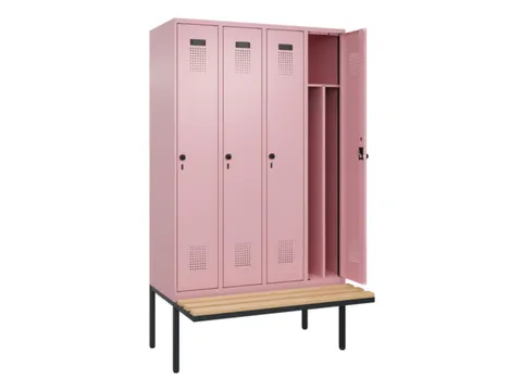 locker met bank,voor scheiding van kleding,HxBxD 2120x1200x815mm,4vak