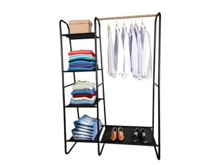 Kledingrek Met Legplanken Metaal Zwart 100X40X 150Cm - 3
