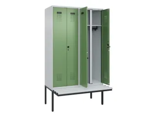 locker met bank,voor scheiding van kleding,HxBxD 2120x1200x815mm,4vak - 1