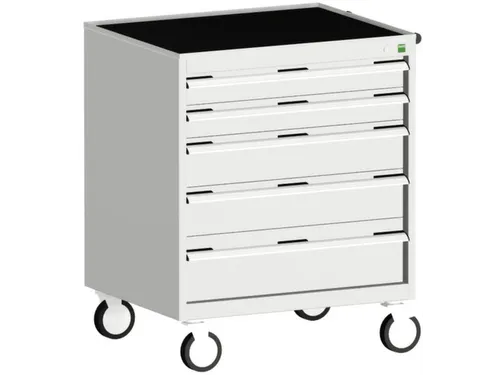ladekast verrijdbaar 980x800x650mm 5laden RAL7035 front RAL7035