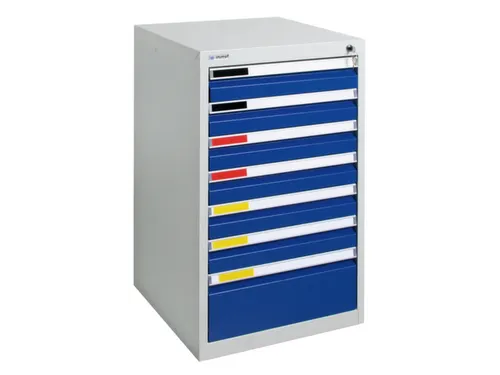 Ladekast Hxbxd 900x500x500mm 7 Laden Romp Ral7035 Front Ral5010