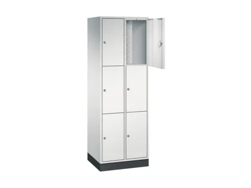 lockerkast,RAL 7035,HxBxD 1950x620x500mm,2x3vakken,cil.-slot,sokkel