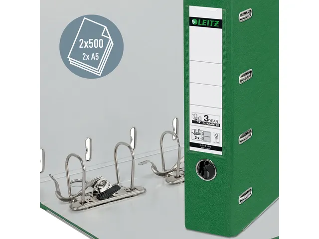 Ordner Leitz 1012 A4 80mm Pp Bank 2 mechanieken Groen