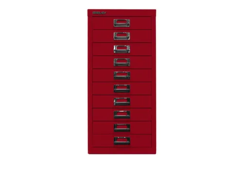 kantoor-ladekast HxBxD 590x279x380mm 10 laden romp kardinaalrood staal