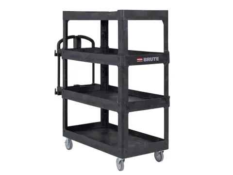 Rubbermaid BRUTE Heavy-Duty Werkwagen Groot 4 Schappen Zwart