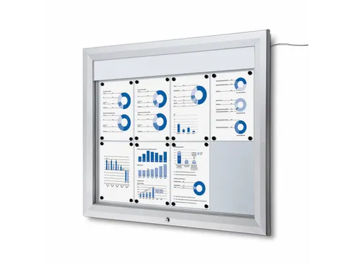 Outdoor mededelingenbord 8x A4 met logopaneel LED verlicht