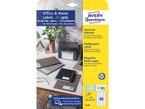 Etiket Zweckform 48,5x25,4mm wit perm. 40 labels 10 vel