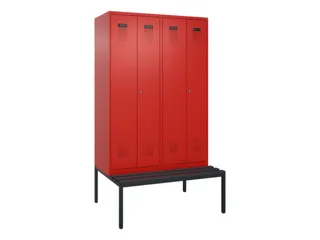 PBM-locker met bank,HxBxD 2120x1200x815mm,4vak,vak B 300mm - 2