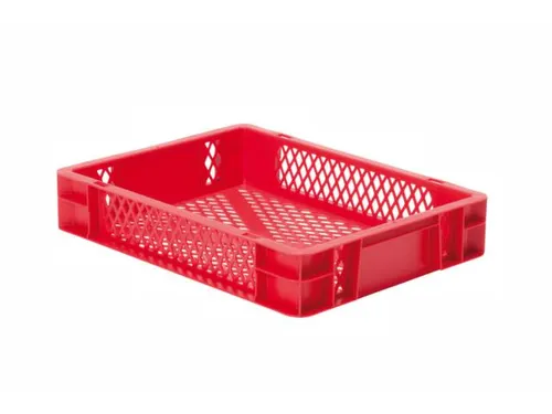 Euronorm-stapelbak 7l 75x 400x 300mm Wanden/bodem Opengewerkt Rood
