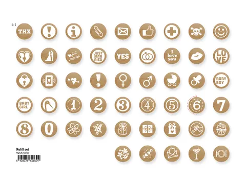 Mini Woodies refill set met 250 ministempel