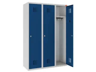 lockerkast,HxBxD 1800x1200x500mm,3vak,draaigrendel,sokkel,romp RAL7035 - 1