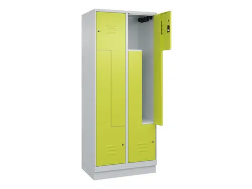 Z-garderobekast,HxBxD 1950x800x500mm,vak B 200/400mm,cil.-slot,sokkel