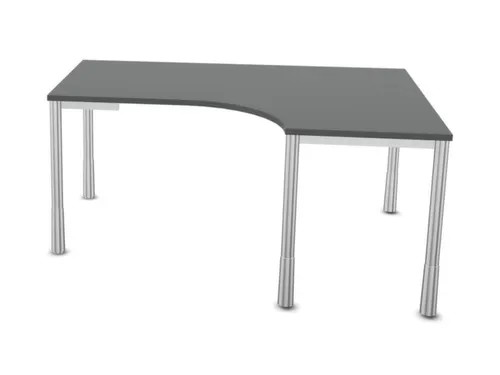In hoogte verstelbaar bureau in vrije vorm,MS-donkergrijs