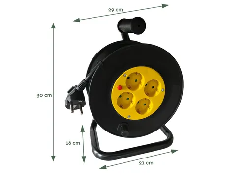 Kabelhaspel BRASQ Pro 4 voudig 10 meter zwart
