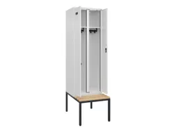 locker met bank,voor scheiding van kleding,HxBxD 2120x600x815mm,2vak