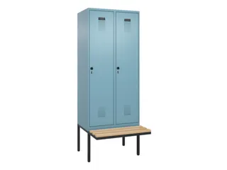 locker met bank,voor scheiding van kleding,HxBxD 2120x800x815mm,2vak - 2