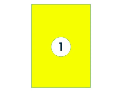 Gekleurde Etiketten 210x297mm A4 Fluor Geel 42224
