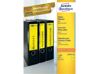 Rugetiket Avery Zweckform breed 192x61mm Geel L4769 400 stuks - 6