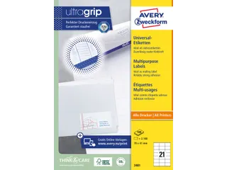 Etiket Avery Zweckform 3481 70x41mm wit 2100stuks - 2