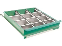 Stalen Verdeelgootjes Lade H 240mm 3-Delig 9 Dwars-/ 4 Lengteverdeler
